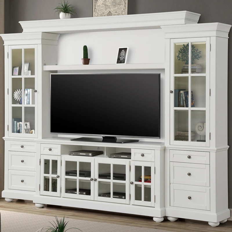 FC Design Entertainment Center With Tv Stand, 2 Piers, And Bridge In